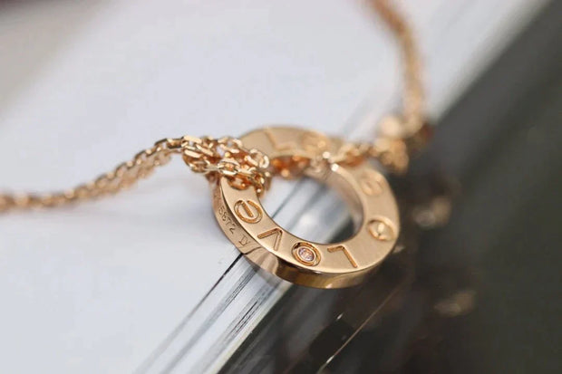 LOVE NECKLACE ADJUSTABLE ROSE GOLD 2 DIAMOND