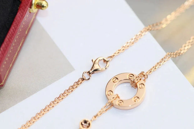 LOVE NECKLACE ADJUSTABLE ROSE GOLD 2 DIAMOND