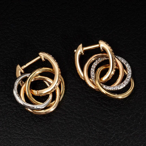 TRINITY EARRINGS GOLD SILVER PINK GOLD DIAMONDS