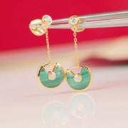 AMULETTE DROP EARRINGS MALACHITE PINK GOLD