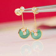 AMULETTE DROP EARRINGS MALACHITE PINK GOLD