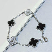 CLOVER BRACELET 5 MOTIFS ONYXS DIAMOND