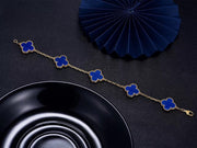 CLOVER BRACELET 5 MOTIFS BLUE AGATE