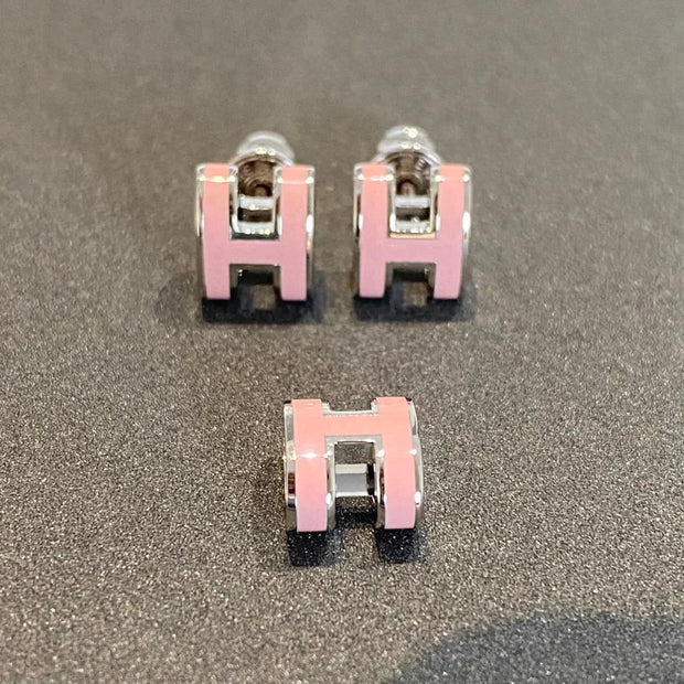 MINI POP H SILVER EARRINGS PINK