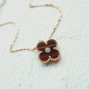 CLOVER GOLD CARNELIAN CLOVER NECKLACE