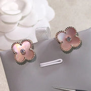 CLOVER GOLD PINK MOP EARRINGS