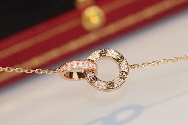 LOVE DOUBLE RING DIAMOND NECKLACE