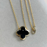 PURE CLOVER PINK GOLD ONYX NECKLACE