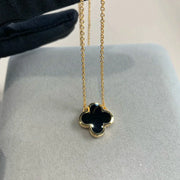 PURE CLOVER PINK GOLD ONYX NECKLACE