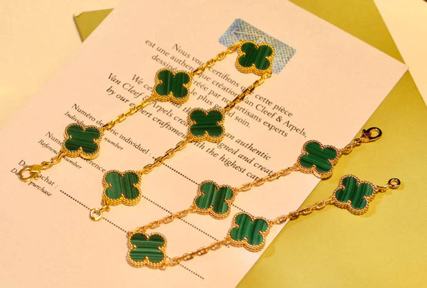 CLOVER MALACHITE BRACELET 5 MOTIFS