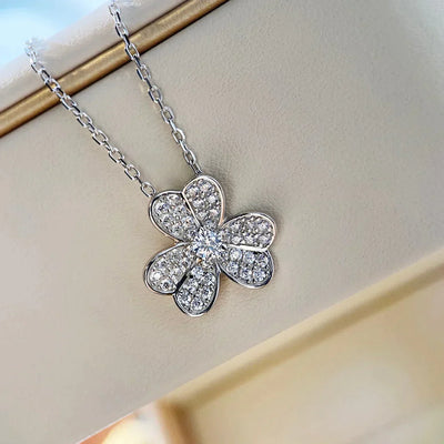 CLOVER DIAMOND NECKLACE SILVER