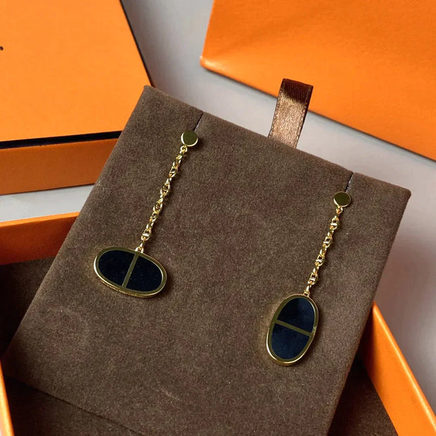 CHAINE VERSO BLACK CERAMIC EARRINGS