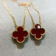 CLOVER PENDANT CARNELIAN NECKLACE