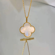 CLOVER PINK MOP GOLD NECKLACE