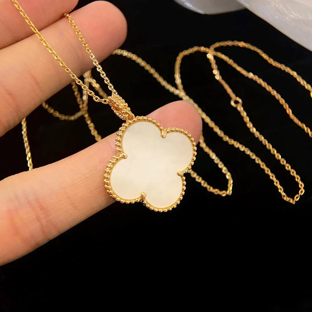 CLOVER PINK MOP GOLD NECKLACE