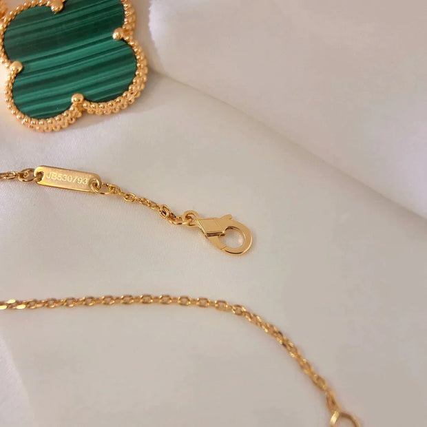 CLOVER MALACHITE GOLD NECKLACE