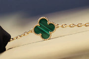 CLOVER 20 MOTIFS MALACHITE DIAMOND GOLD NECKLACE