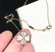 CLOVER MOP DIAMOND PINK GOLD NECKLACE