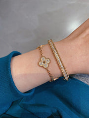 CLOVER 5 MOTIFS PINK GOLD DIAMOND BRACELET