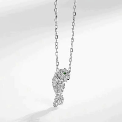 PANTHERE PENDANT SILVER DIAMOND NECKLACE