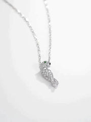 PANTHERE PENDANT SILVER DIAMOND NECKLACE