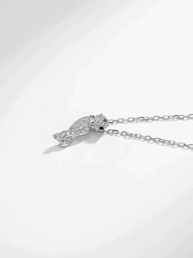 PANTHERE PENDANT SILVER DIAMOND NECKLACE