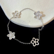 WILDFLOWER 4 MOTIFS SILVER DIAMOND BRACELET