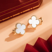 CLOVER MEDIUM WHITE MOP PINK GOLD EARRINGS