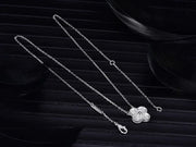 CLOVER SILVER DIAMOND NECKLACE