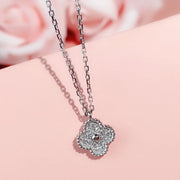 CLOVER SILVER DIAMOND NECKLACE