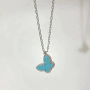 BUTTERFLY PENDANT SILVER TURQUOISE NECKLACE