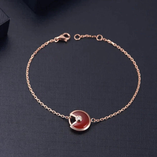 AMULETTE CARNELIAN PINK GOLD BRACELET