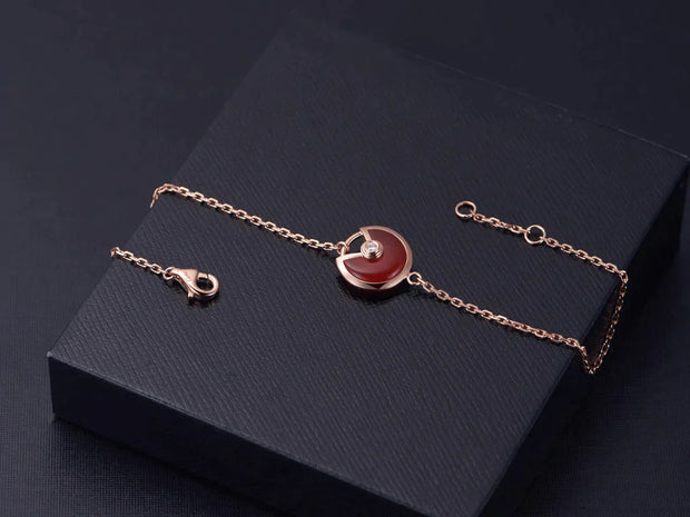 AMULETTE CARNELIAN PINK GOLD BRACELET