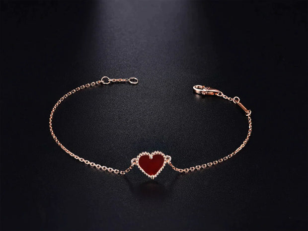 HEART CARNELIAN PINK GOLD BRACELET