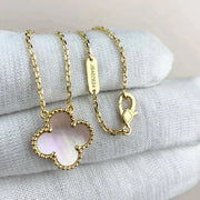 CLOVER PENDANT PINK MOP GOLD NECKLACE