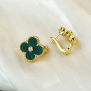 CLOVER MALACHITE DIAMOND EARRINGS