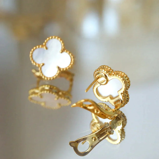 CLOVER MEDIUM GOLD MOP STUD EARRINGS