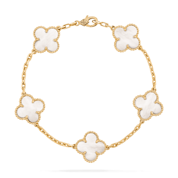 CLOVER BRACELET 5 MOTIFS WHITE MOP