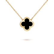 PURE CLOVER PINK GOLD ONYX NECKLACE