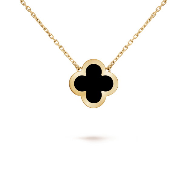 PURE CLOVER PINK GOLD ONYX NECKLACE