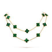 CLOVER 20 MOTIFS MALACHITE GOLD NECKLACE