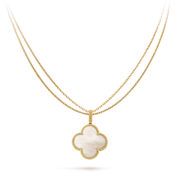 CLOVER PINK MOP GOLD NECKLACE