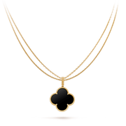 CLOVER NECKLACE GOLD ONYX