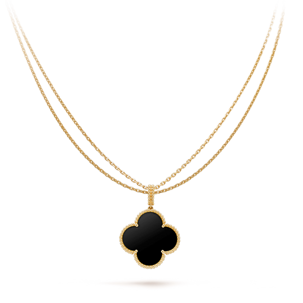 CLOVER NECKLACE GOLD ONYX