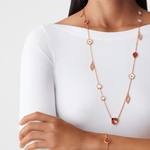 LUCKY SPRING 15 MOTIFS PINK GOLD NECKLACE