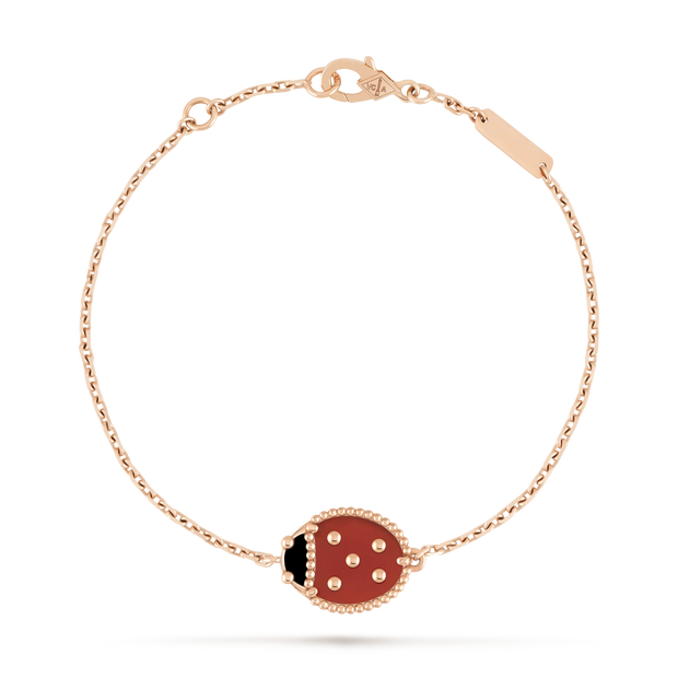 LUCKY SPRING CLOSED WINGS BUG PINK GOLD BRACELET