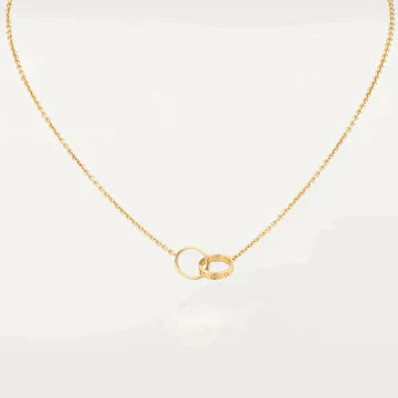 LOVE NECKLACE DOUBLE RING GOLD