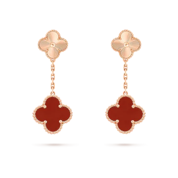 CLOVER EARRINGS GOLD AND CARNELIAN