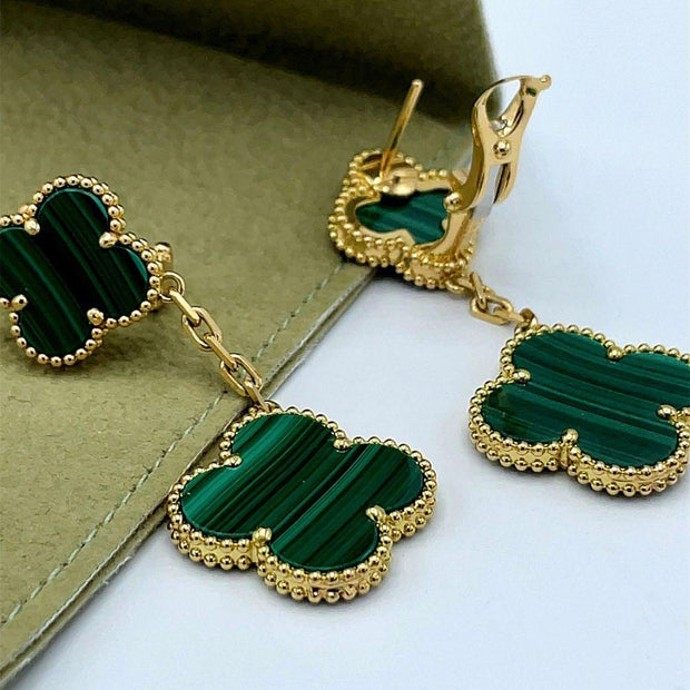 CLOVER 2 MOTIFS GOLD EARRINGS