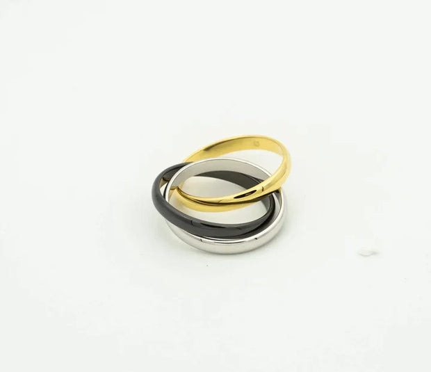 TRINITY RING BLACK GOLD SILVER